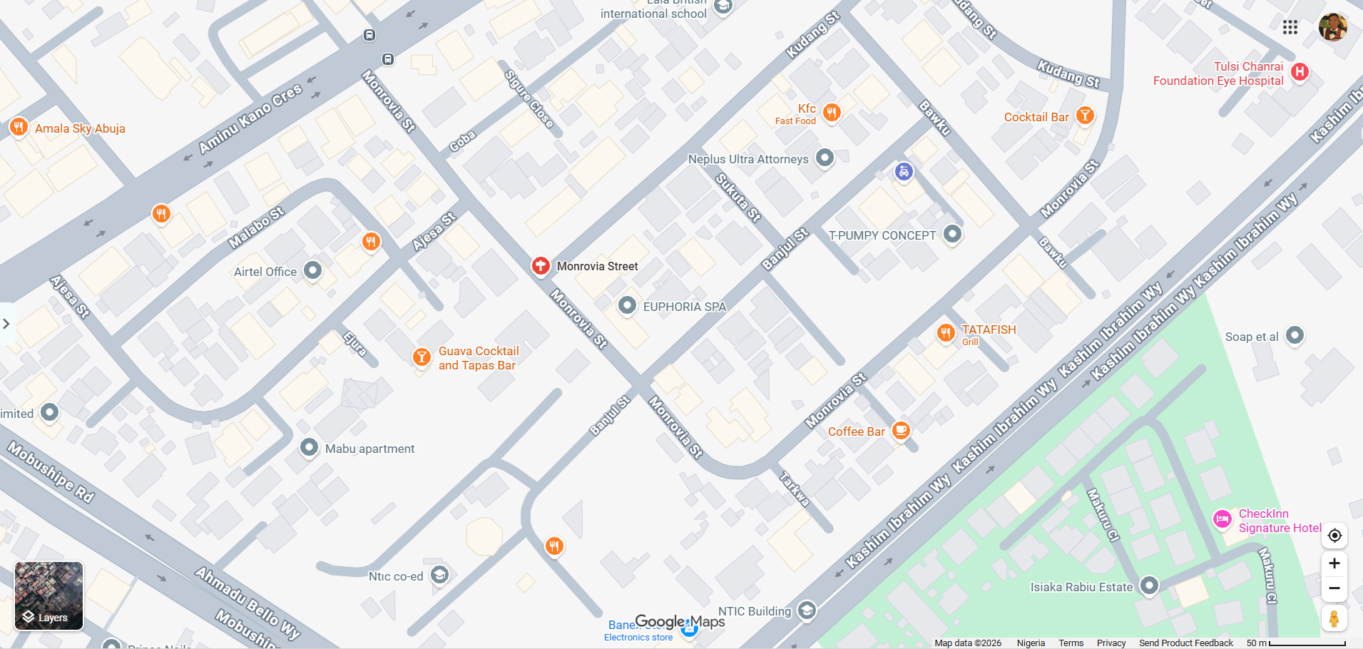 Stylized map showing the Wuse 2 office location